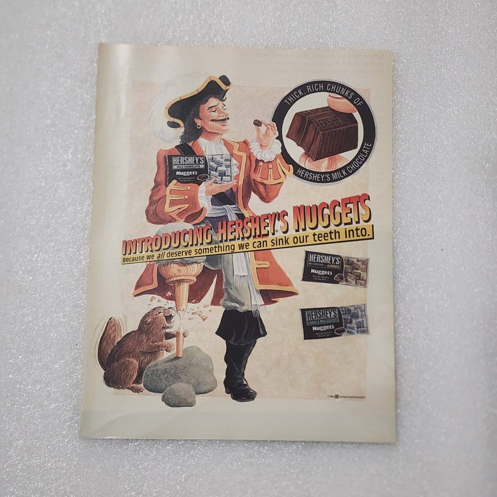 Vintage Print Ad Hershey's Nuggets Captain Hook beaver wooden leg 8x10 1994
